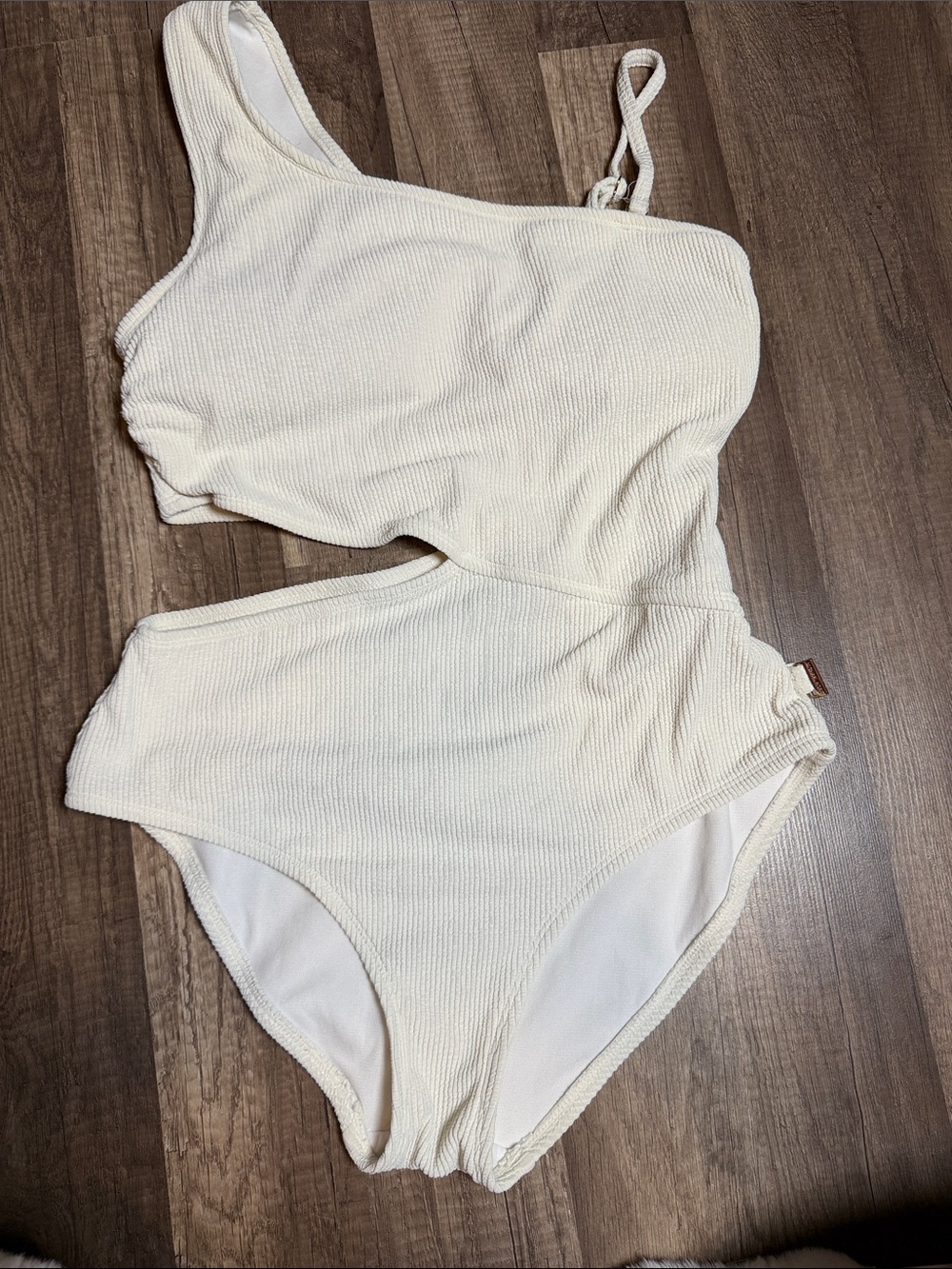 Michael Kors Cream One-Shoulder Cutout One-Piece Swimsuit
